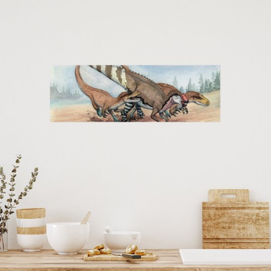 Poster Dryptosaurus et Hadrosaurus (Cuisine)