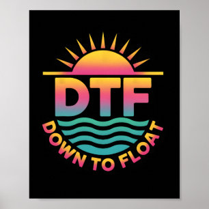 Poster Dtf vers flotter rivière drôle tubing vacances d'é