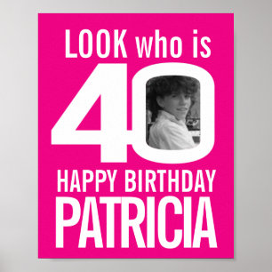 Poster du 40e anniversaire rose blanc