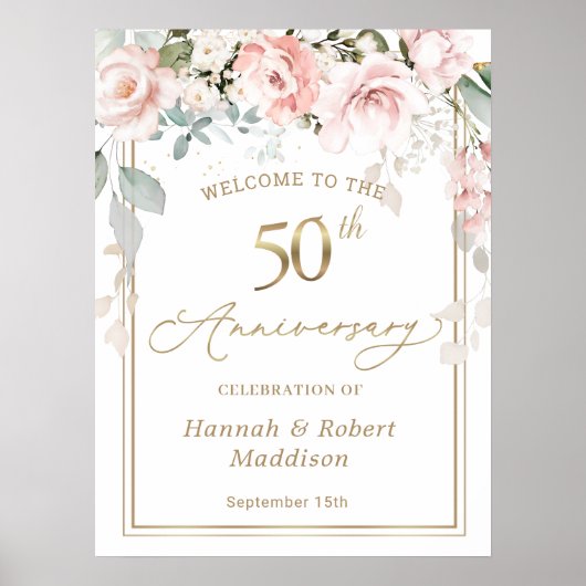 Poster du 50e anniversaire du Mariage Roses roses  (Devant)
