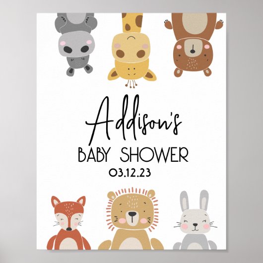 Poster du Baby shower animal bébé moderne (Devant)