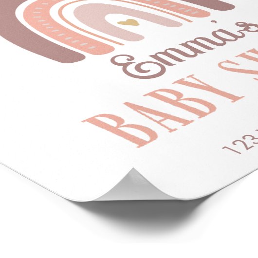 Poster du Baby shower Boho Rainbow Et Golden Heart (Coin)