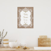 Poster du Baby shower Burlap et dentelle (Cuisine)