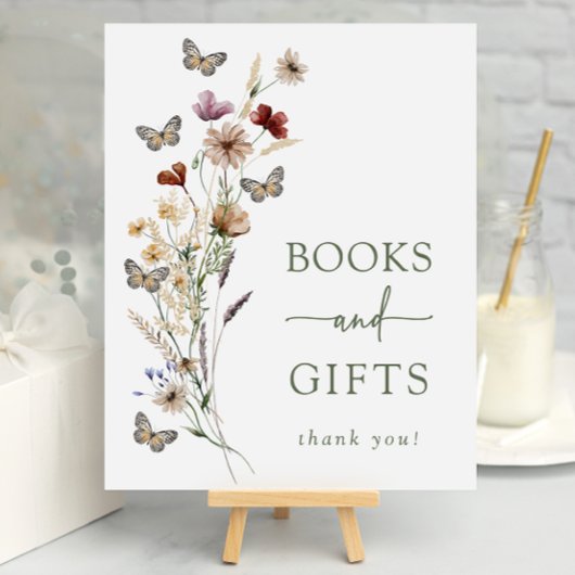 Poster du Baby shower Cadeaux aux papillons verts