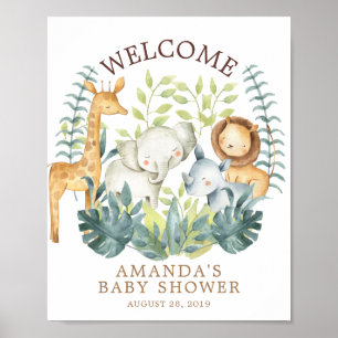 Poster du Baby shower de bienvenue de la jungle do
