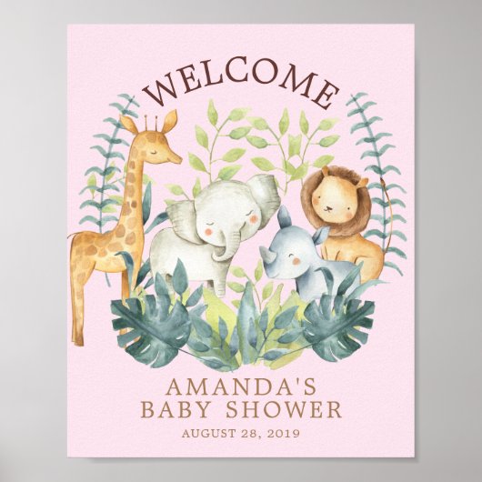 Poster du Baby shower de bienvenue de la jungle do (Devant)