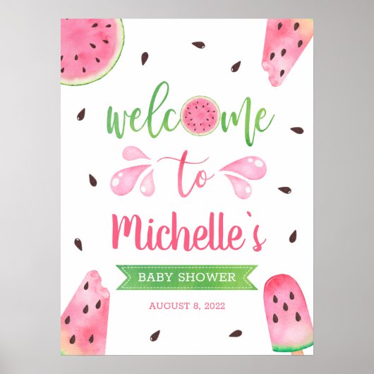 Poster du Baby shower de bienvenue de la pastèque (Devant)