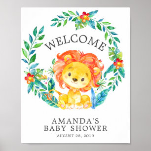 Poster du Baby shower de bienvenue du lion de la j