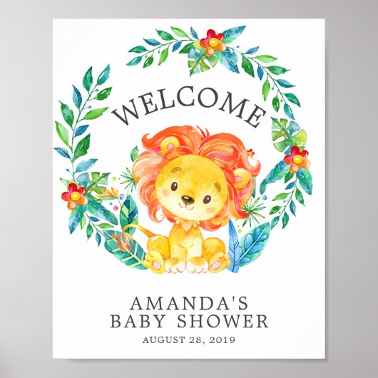 Poster du Baby shower de bienvenue du lion de la j (Devant)
