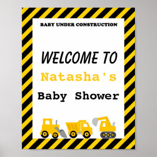 Poster du Baby shower de construction