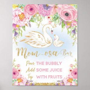 Poster du Baby shower de cygne Mom-osa