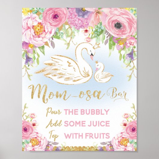 Poster du Baby shower de cygne Mom-osa (Devant)