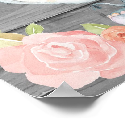 Poster du Baby shower de la fille Eléphant (Coin)