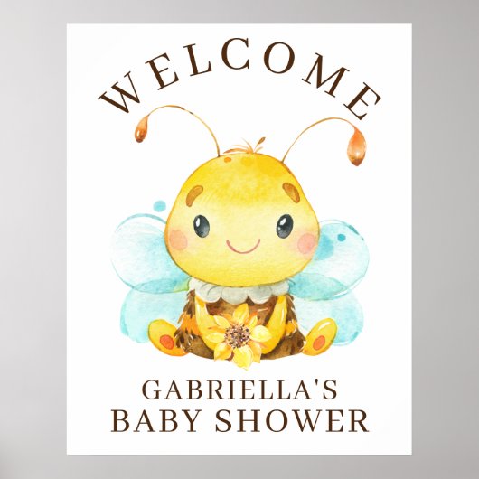 Poster du Baby shower de l'abeille Petit Miel Doux (Devant)