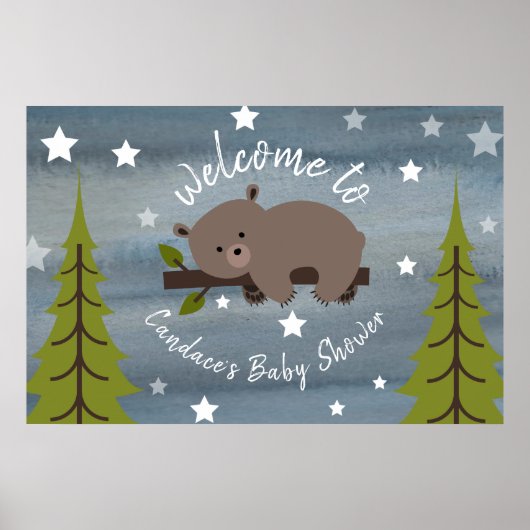 Poster du Baby shower de l'ours couché de 36 po x (Devant)