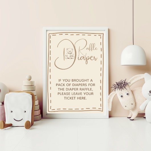 Poster du Baby shower de l'ours rustique rousse