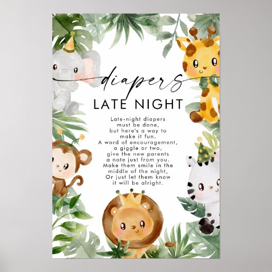 Poster du Baby shower de nuit pour Safari Diapers (Devant)