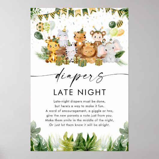 Poster du Baby shower de nuit pour Safari Diapers (Devant)