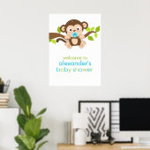 Poster du Baby shower de petit singe mignon (Bureau à domicile)