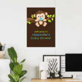 Poster du Baby shower de petit singe mignon (Bureau à domicile)