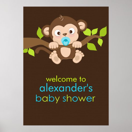 Poster du Baby shower de petit singe mignon (Devant)