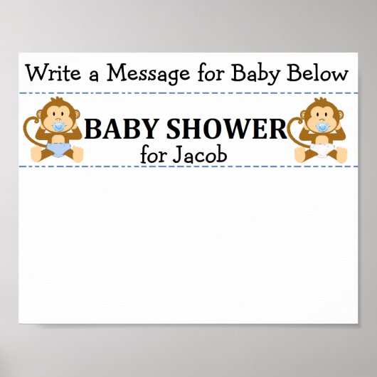 Poster du Baby shower de singe de conservation du  (Devant)