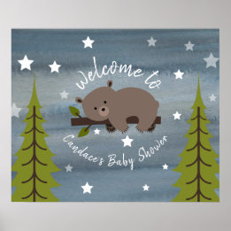 Poster du Baby shower d'ours couché de 24 po x 20
