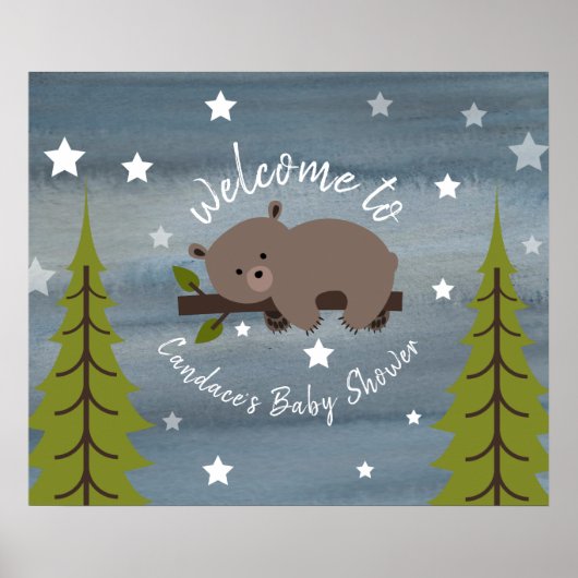 Poster du Baby shower d'ours couché de 24 po x 20 (Devant)