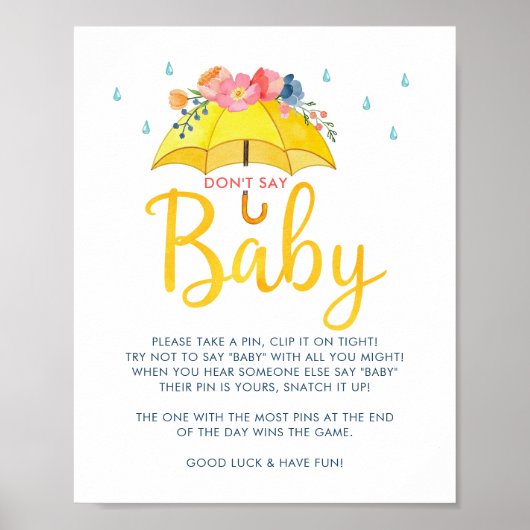 Poster du Baby shower du printemps - "Don’t Say Ba (Devant)