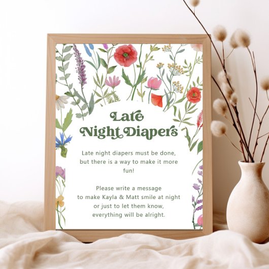 Poster du Baby shower fleur sauvage Late Night Dia