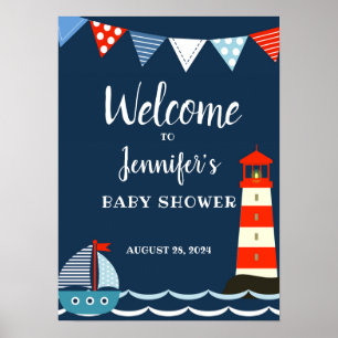 Poster du Baby shower nautique, Affiche de bienven