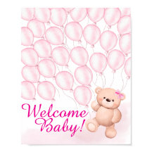 Poster du Baby shower rose Beary
