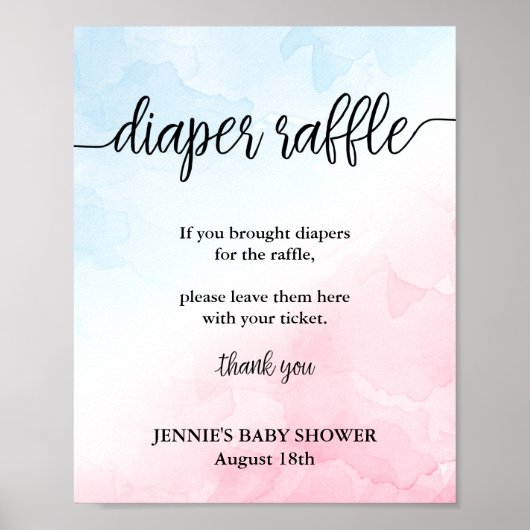 Poster du Baby shower rose/bleu (Devant)