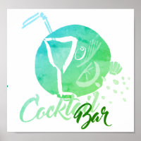 Poster du bar à cocktails Watercolor