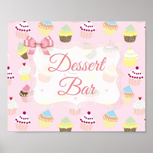 Poster du bar du dessert Symbole Pink Cute Cupcake (Devant)