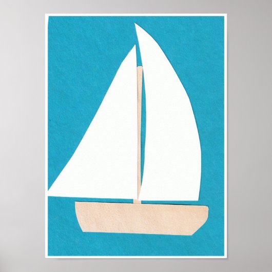 Poster du bateau à voile blanc (Devant)