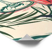 Poster du BBQ d'été divisé en deux avec une plage (Coin)