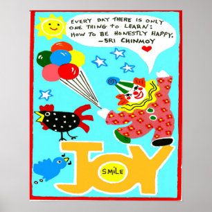 Poster du bonheur avec clown et ballons