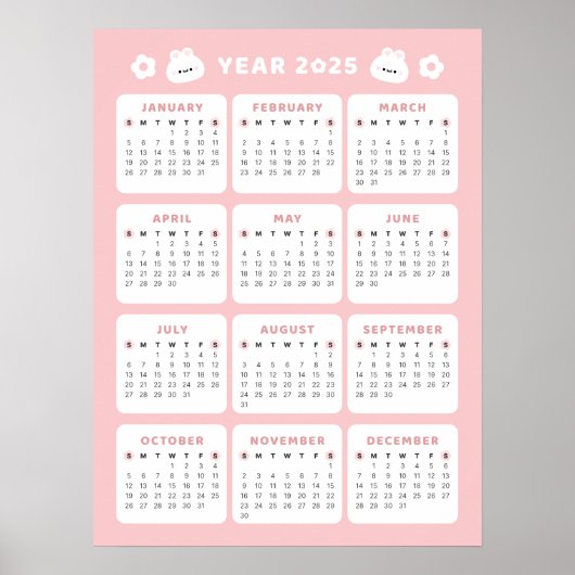 Poster du calendrier 2025 de Cute Bunny (Devant)