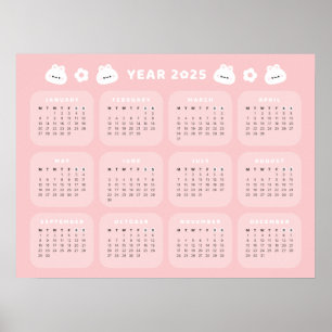 Poster du calendrier 2025 de Cute Bunny