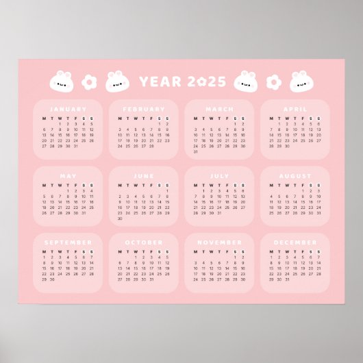 Poster du calendrier 2025 de Cute Bunny (Devant)