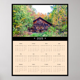 Poster du calendrier 2025 de la grange dans le mur