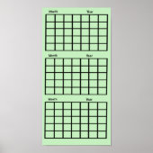 Poster du calendrier de 3 mois en vert clair (Devant)