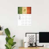 Poster du calendrier du drapeau du Mexique Grunge  (Bureau à domicile)