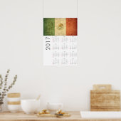 Poster du calendrier du drapeau du Mexique Grunge  (Cuisine)