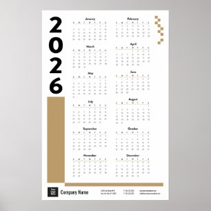 Poster du calendrier du mur d'entreprise Gold 2026