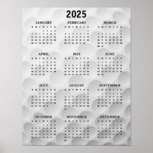 Poster du calendrier Golf Design 2025