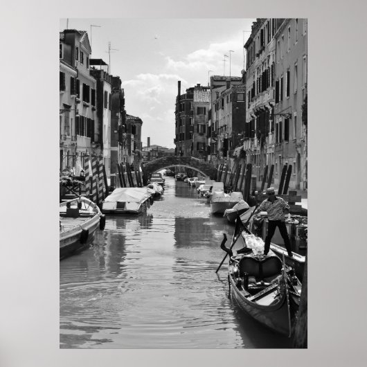 Poster du canal de Venise noir et blanc (Devant)