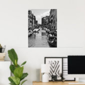 Poster du canal de Venise noir et blanc (Bureau à domicile)