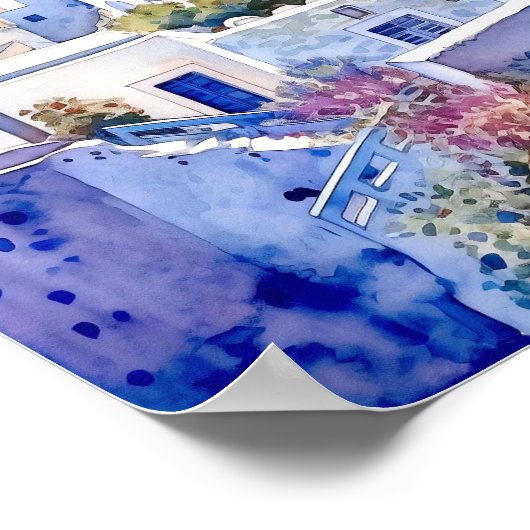 Poster du Carré d'Art Mur de Santorin Grèce (Coin)